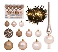 VIDAXL Set de boules de No?l avec pic et 150 LED 61 pcs Dor¿¿ rose