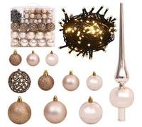 vidaXL Set de Boules de Noël avec Pic et 300 LED 120 pcs Arbre Ornement de Noël Décoration de Vacances Décoration de Noël Jardin Doré Rose rose et doré