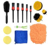 vidaXL Ensemble de brosses de nettoyage pour voiture 14 pièces Multicolore Polyrotin 30x32,5 cm