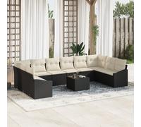 Vidaxl Set De Canapé De Jardin 10 Pièces Avec Coussins En Rattan Poly Marron
