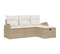 Vidaxl Set De Canapé De Jardin 4 Pièces Avec Coussins Beige Poly Rattan