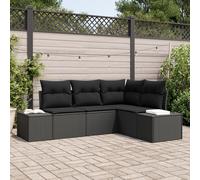 Vidaxl Set De Canapé De Jardin 4 Pièces Avec Coussins Noir Rattan Poly