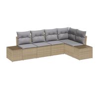 Vidaxl Set De Canapé De Jardin 5 Pièces Avec Coussins Beige En Poly Rotin