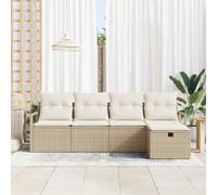 Vidaxl Set De Canapé De Jardin 5 Pièces Avec Coussins Beige Poly Rattan, Vidaxl Canapé De Jardin 2 Places Avec Coussins Beige Poly Rattan