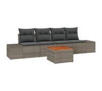 Vidaxl Set De Canapé De Jardin 5 Pièces Avec Coussins Gris Poly Rattan Acacia