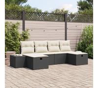 Vidaxl Set De Canapé De Jardin 6 Pièces Avec Coussins Noir Poly Rattan