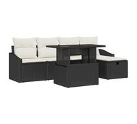 Vidaxl Set De Canapé De Jardin 6 Pièces Avec Coussins Noir Polyéthylène