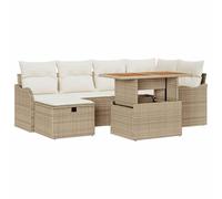 vidaXL Set de canapé de Jardin 7 pièces avec Coussins Beiges en Rattan synthétique, mobilier extérieur modulaire pour 8, résistant aux intempéries, Amovible, pour Un Design détente sur la terrasse.