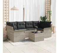 Vidaxl Set De Canapé De Jardin 7 Pièces Avec Coussins Gris Clair En Rattan