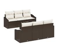 Vidaxl Set De Canapé De Jardin 7 Pièces Avec Coussins Marron Poly Rattan