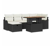 vidaXL Ensemble de canapé de jardin avec coussins 7 pcs noir poly rotin