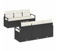 vidaXL Set de canapé de Jardin 7 pièces avec Coussins Noirs et Blancs, modulable, Pieds réglables, résistant aux intempéries. Parfait pour se détendre Dehors, mobilier de Patio terrasse.