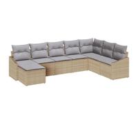 Vidaxl Set De Canapé De Jardin 8 Pièces Avec Coussins Beige Poly Rattan
