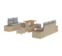 vidaXL Set de canapé de Jardin 8 pièces avec Coussins Beige Poly rotin Acacia