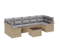 vidaXL Set de canapé de Jardin 8 pièces avec Coussins Beige Rotin Poly