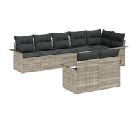 vidaXL Ensemble de canapé de jardin avec coussins 8 pcs gris clair Poly rotin
