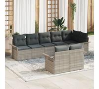 Vidaxl Set De Canapé De Jardin 8 Pièces Avec Coussins Gris Clair Poly Rattan