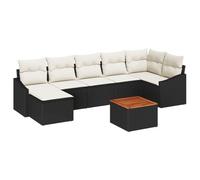 Vidaxl Set De Canapé De Jardin 8 Pièces Avec Coussins Noir Poly Rotin Acacia