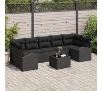 Vidaxl Set De Canapé De Jardin 8 Pièces Avec Coussins Rattan Poly Noir