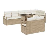vidaXL Set de Canapé de Jardin 9 pièces avec Coussins Beiges en Poly Rattan - Design modulable et résistant aux intempéries, Parfait pour ta terrasse ou Ton Patio.