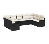 Vidaxl Set De Canapé De Jardin 9 Pièces Avec Coussins Noir Poly Rattan