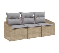 Vidaxl Set De Canapé De Jardin De 3 Pièces Avec Coussins Beige Rotin Synthétique