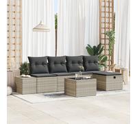Vidaxl Set De Canapé De Jardin De 6 Pièces Avec Coussins Gris Clair En Rattan