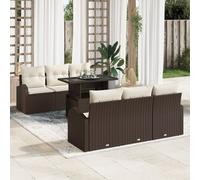 Vidaxl Set De Canapé De Jardin De 7 Pièces Avec Coussins Marron En Rattan Synthétique