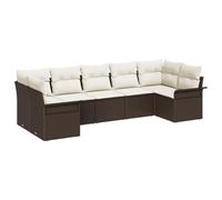 Vidaxl Set De Canapé De Jardin En 7 Pièces Avec Coussins Marron Poly Rotin