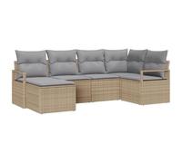 vidaXL Set de canapé de Jardin modulable de 6 pièces avec Coussins Beige Poly Rotin, Canapé de Jardin 2 Places avec Coussins Beige Poly Rotin