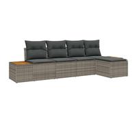 vidaXL Set de canapé modulable d'extérieur avec Coussins Gris et Beige en rotin synthétique, 5 pièces. Parfait pour Les balcons et terrasses, Style Moderne, Entretien Facile.