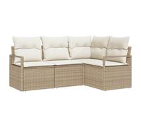 vidaXL Set de canapés de Jardin 4 pièces avec Coussins Beiges, canapés modulaires en résine tressée pour la terrasse, mobilier d'extérieur Moderne Tout Temps