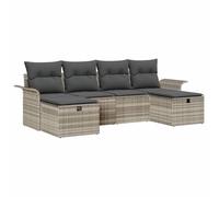 vidaXL Ensemble de canapé de jardin avec coussins 6 pcs gris clair Poly rotin