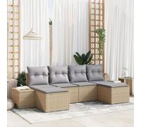 vidaXL Set de canapés de jardin 6 pièces avec housses beige poly rattan