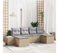 vidaXL Ensemble de canapés de jardin 6 pcs Beige et gris clair 184 x 62 x 85 cm