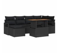 vidaXL Set de canapés de Jardin 7 pièces avec Coussins en rotin Noir, idéal pour Votre Balcon ou véranda. C'est Un mobilier modulaire et Amovible pour Un été au Top sur la terrasse.