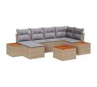 vidaXL Set de canapés de Jardin 7 pièces avec Coussins, modulable en Osier, idéal pour Un Coin Salon extérieur Beige et Gris Clair, Parfait pour Le Balcon ou la terrasse.