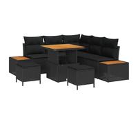 vidaXL Set de canapés de Jardin 8 pièces avec Coussins en Poly rotin Noir, modulables et Ajustables pour accueillir jusqu'à 5 Personnes. Idéal pour la terrasse, Le Patio ou Un Coin Lounge Relaxant. R
