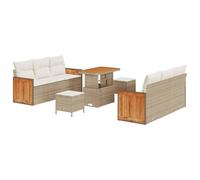 vidaXL Ensemble de canapés de jardin 9 pcs Beige, Crème 90 x 55 x 71 cm Poly-Rotin
