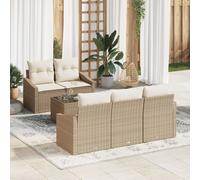 vidaXL Set de Canapés Jardin 6 Pièces avec Coussins Beige Rattan Poly