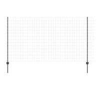 vidaXL Set de clôture en Acier Enduit de Poudre Gris | Clôture extérieure en métal résistante aux UV avec 1 Panneau et Composants nécessaires, Design Durable et Minimaliste pour Grands espaces, robus