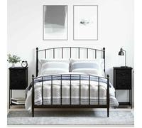 vidaXL Set de deux tables de nuit en chêne noir, fer et panneaux de particules 32 x 42 x 70 cm. Tables de chevet modernes, 871290