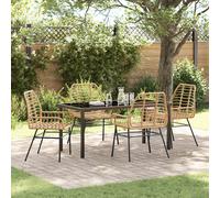 Vidaxl Set De Dîner De Jardin 5 Pièces Brun Poly Rattan