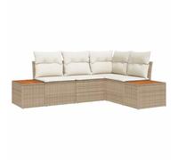 vidaXL Set de Jardin 4 pièces avec Coussins Beiges en Poly Rattan, Parfait pour Un Coin Salon sur Le Balcon ou la terrasse. Canapé résistant aux intempéries, idéal pour l'été.