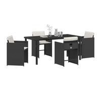 vidaXL Set de Jardin 5 pièces avec Coussins en Poly Rattan Noir, Parfait pour l'extérieur. Idéal pour 4 Personnes, ce mobilier de Balcon est Amovible et idéal pour se détendre sur la terrasse cet été