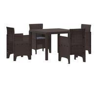 vidaXL Set de jardin 5 pièces marron en polypropylène | Table carrée avec 4 chaises, résistante à l'eau et aux UV 3378540