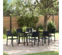 Vidaxl Set De Jardin 7 Pièces Dinatoire Noir Poly Rotin