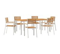 vidaXL Set de Jardin 7 pièces en Bois d'acacia Massif avec Une Table et 6 chaises. Mobilier extérieur rectangulaire de 200 x 90 cm, au Design Moderne, Parfait pour se retrouver dans Le Jardin.