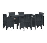 Vidaxl Set De Salle À Manger De Jardin 7 Pièces Avec Coussins Anthracite Rattan Poly Gris