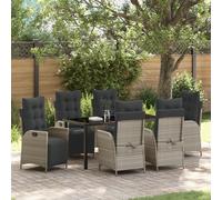 Vidaxl Set De Jardin 7 Pièces Gris Clair Poly Rattan